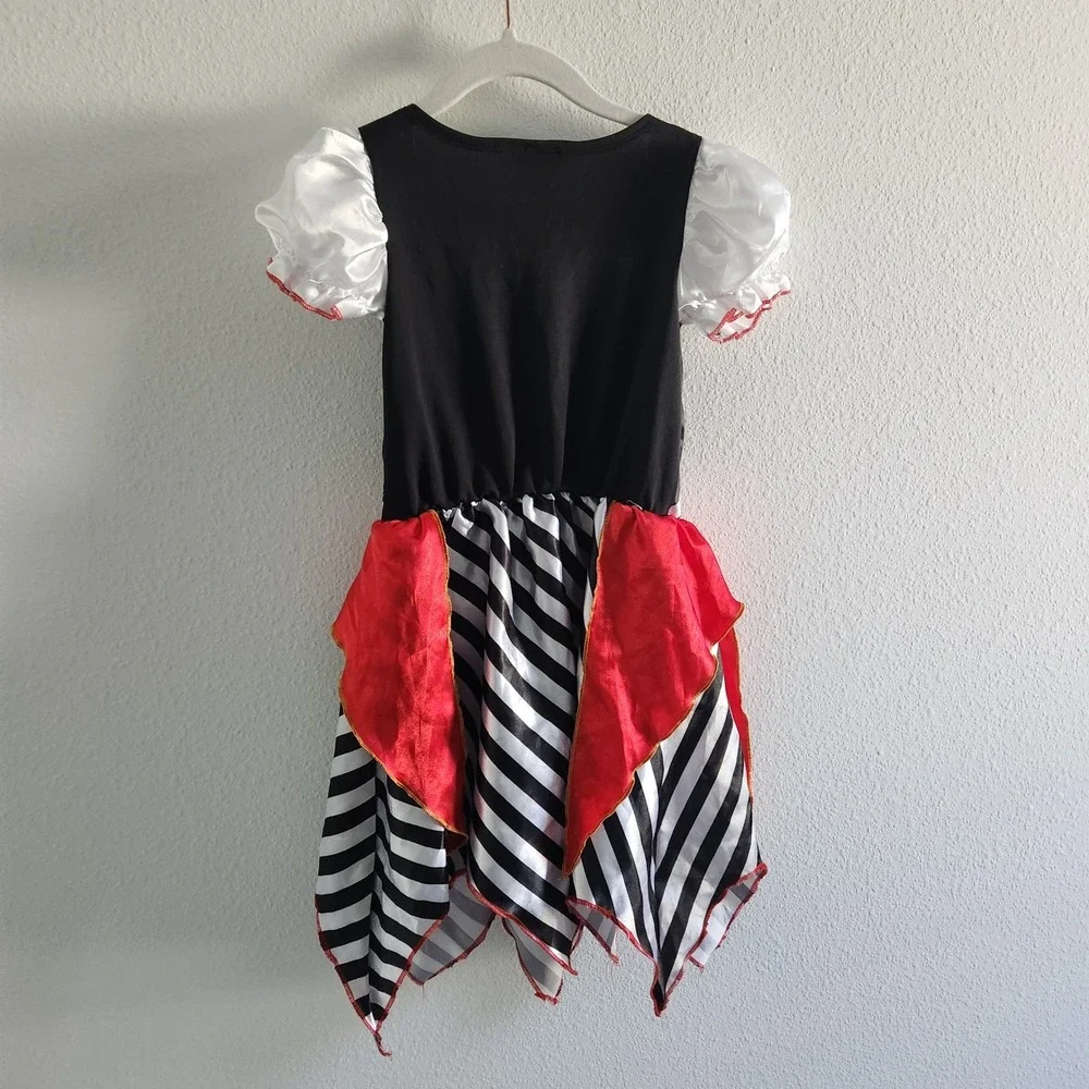 Pirate Girl Costume Dress Black Red White Gold Size 3-4 Years